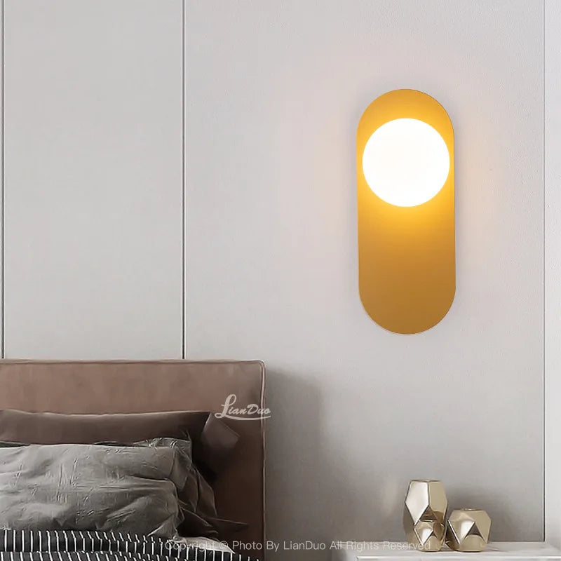 Axyaa Glass Ball LED Wall Sconce for Bedroom Living Room