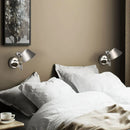 Axyaa Modern Silver Black Wall Lamp, Rotatable, E27 Bulb, Switch, Bedroom Study Sconce