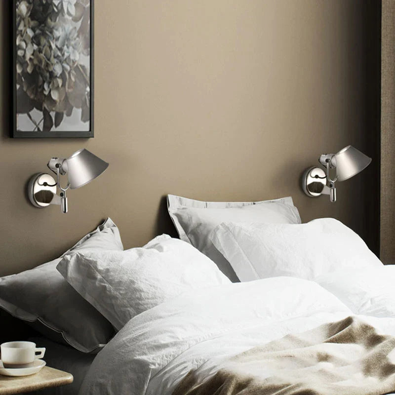 Axyaa Silver Black Metal Rotatable Wall Lamp for Bedroom Study Parlor