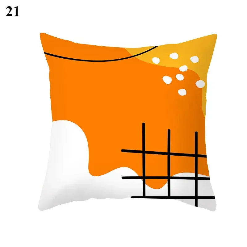 Orange Geometric Leaf Lines Pillowcase by Axyaa - Home Decor and Cozy Throw Pillows