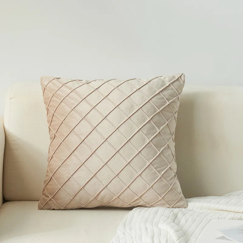 Axyaa Velvet Diamond Check Pattern Throw Pillowcase for Stylish Home Decor
