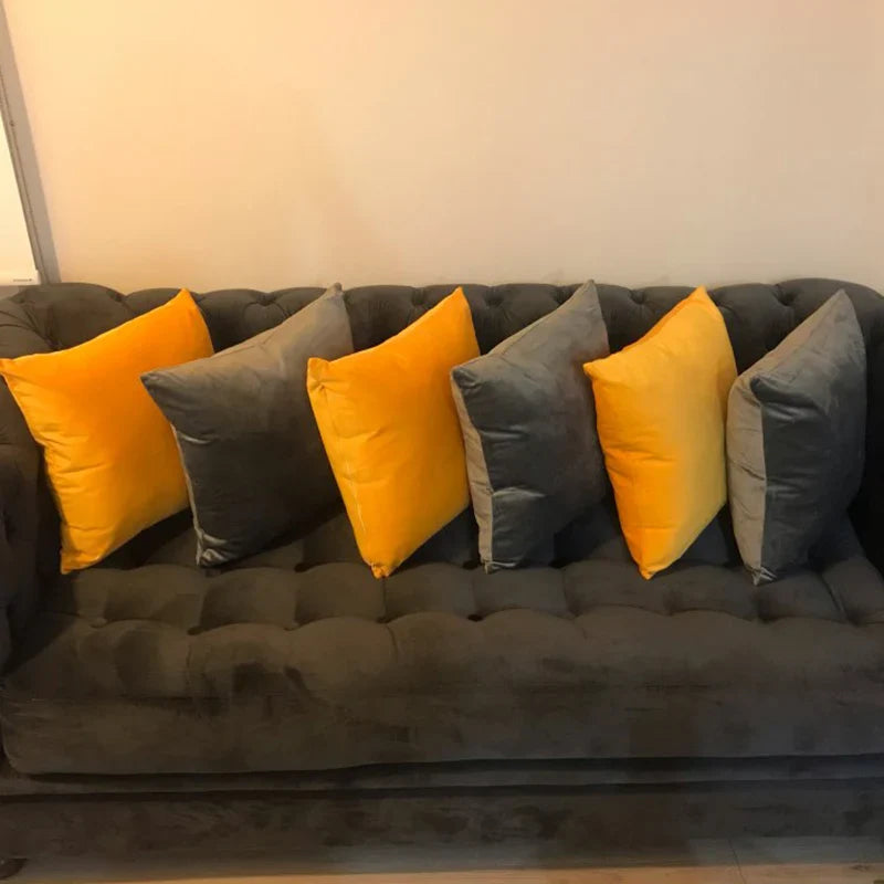 Yellow Velvet Cushion Covers 45x45cm Nordic Home Decor by Axyaa