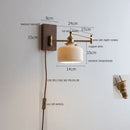 Axyaa Walnut Ash Wood LED Wall Sconce with Pull Chain Switch for Indoor Lighting
