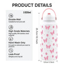 Axyaa Vacuum Insulated Water Bottle with Straw & Handle - Stainless Steel Thermos