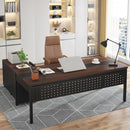 Axyaa 2-Piece Executive Office Desk & Lateral File Cabinet Combo, Business L-Shaped Computer Desk