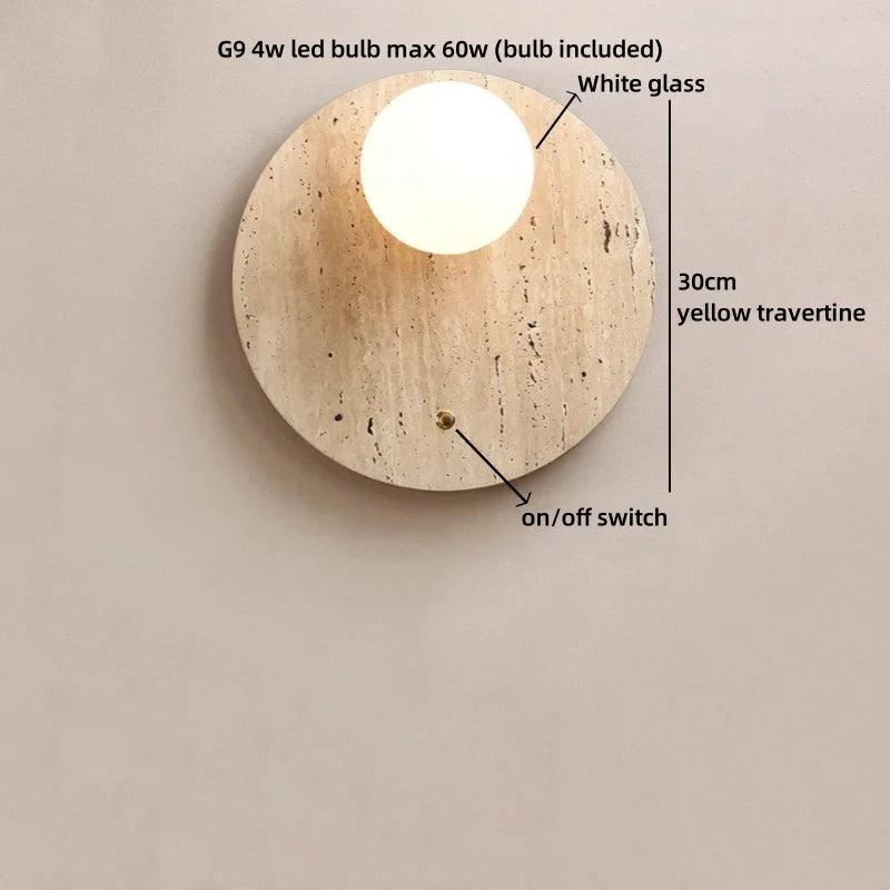 Axyaa Wabi Sabi LED Wall Lamp Yellow Travertine Stone Kitchen Bathroom Stair Light