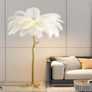 Axyaa Ostrich Feather LED Floor Lamp - Modern Nordic Gold Resin Standing Light