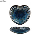 Axyaa Heart Shaped Ceramic Dessert Sushi Snack Plate - Striped Tableware Display