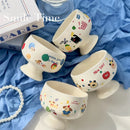 Axyaa Cream Wind Ceramic Ice Cream Dessert Bowl - Cute & Cartoon-Inspired