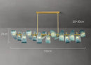 Axyaa Peacock Blue Glass Chandelier: Luxury Flower Design Pendant Lamp