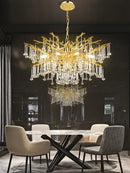 Axyaa Modern Crystal Chandelier: Nordic Luxury Gold Raindrop Pendant Lamp for Living Room