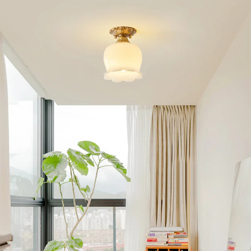 Axyaa Nordic Resin Copper Ceiling Light for Aisle Living Room Decoration