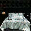 Axyaa Floral Silk Bedding Set: Duvet Cover, Bed Sheet & Pillowcase Luxury Set