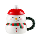 Axyaa Festive Ceramic Coffee Cup Set with Lid, Spoon, Cute Santa Claus Snowman Design