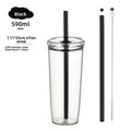 Axyaa Tritan Tumbler 590ml Clear Straw Cup for Outdoor & Office Drinks