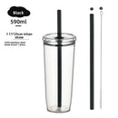 Axyaa Tritan Tumbler 590ml Clear Straw Cup for Outdoor & Office Drinks