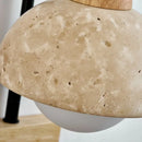 Axyaa LED Wall Lights Yellow Travertine White Glass Wood Wabi Sabi Bedside Lamp