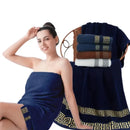Axyaa Geometric Jacquard Embroidered Oversized Bath Towel Green Black