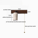 Axyaa Wabi Sabi LED Wall Light Black Travertine Wood Pull Chain Switch