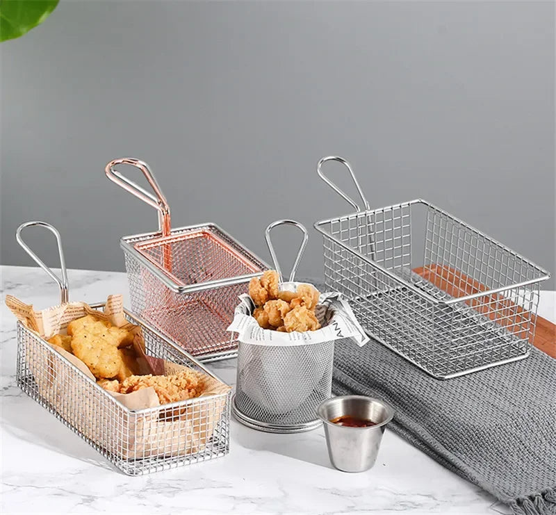 Axya Stainless Steel French Fries Basket Set for Kitchen Cooking