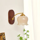 Axyaa Japanese Style LED Wall Lights Copper Wood Bedside Lamp