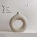 Axyaa Circular Hollow Vase: Donuts Ceramic Flower Vase for Home & Office Decor