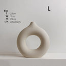 Axyaa Circular Hollow Vase: Donuts Ceramic Flower Vase for Home & Office Decor
