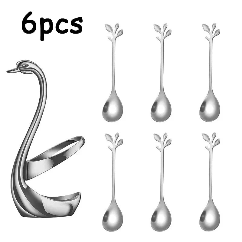 Axyaa Cygnus Stainless Steel Tea Spoons, Set of 6/12 - Elegant Tableware for Coffee