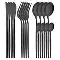 Axyaa Black Stainless Steel Cutlery Set for Dinner Kitchen, 24Pcs Flatware Set