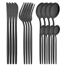 Axyaa Black Stainless Steel Cutlery Set for Dinner Kitchen, 24Pcs Flatware Set