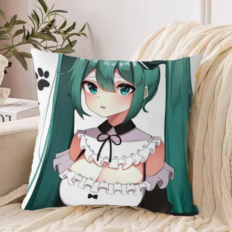 Axyaa 40*40 Hatsune Miku Pillow Cover Set for Stylish Bed Decor