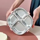 Axyaa 304 Stainless Steel Divided Lunch Box with Cutlery & Leakproof Design