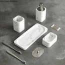 Axya Marble Resin Bathroom Set: Dispenser, Cup, Box, Tray.