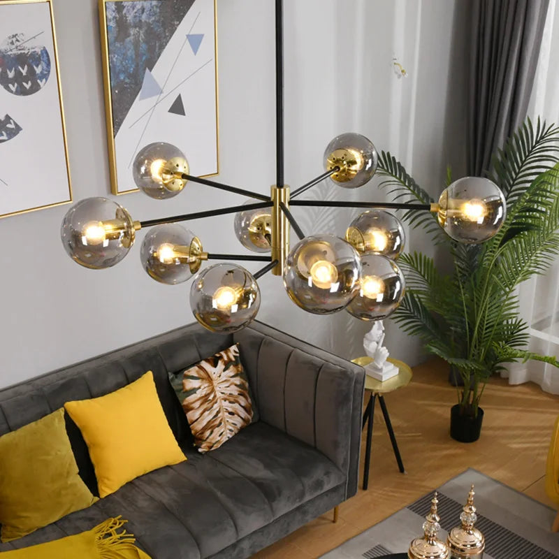 Luxury Axyaa Glass Ball Chandelier for Home, Restaurant, Hotel, and Living Room Decor