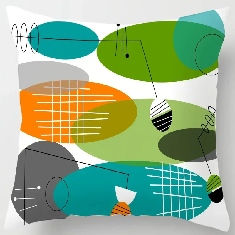 Colorful Blocks Geometric Abstract Pattern Cushion Cover by Axyaa