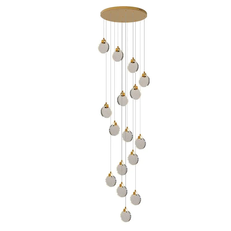 Axyaa Crystal Chandeliers LED Pendant Ceiling Light for Staircase Duplex Building