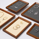 Axyaa Solid Wood Microfiber Velvet Jewelry Display Tray with Inner Oblique Design