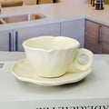 Axyaa Petal Ceramic Cup and Saucer Set Creative Coffee Teacup Solid Color Designer Plate