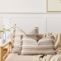 Axyaa Striped Pillowcase with Tassel Detail for Home Sofa Decor