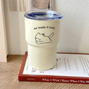 Axyaa Cat Cold Coffee Cup Stainless Steel Thermal Mug Bottle with Lid