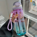 Axyaa 750ML Gradient Straw Water Bottle: Leak-proof, Portable for Sports, Gym, Camping