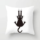Skull Cat Black Pillowcase 45x45cm Home Decor for Sofa & Car - Axyaa