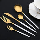Axyaa 30-Piece Stainless Steel Matte Gold Cutlery Set & Tableware Kit