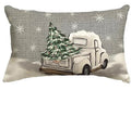 Axyaa Christmas Reindeer Pillowcase 30x50cm Gray Stripe Winter Holiday Couch Decor