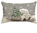 Axyaa Christmas Reindeer Pillowcase 30x50cm Gray Stripe Winter Holiday Couch Decor