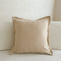 Axyaa Cozy Ribbed Linen Pillow Cover with Embroidered Border, 45x45cm