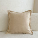 Axyaa Cozy Ribbed Linen Pillow Cover with Embroidered Border, 45x45cm