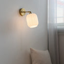 Axyaa White Glass LED Wall Light with Pull Chain Switch & Copper Base