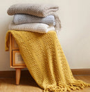 Axyaa Knitted Throw Blanket with Tassels - Soft, Cozy, Lightweight for Home