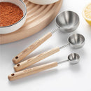 Axyaa Stainless Steel Measuring Cups & Spoons with Wooden Handle
